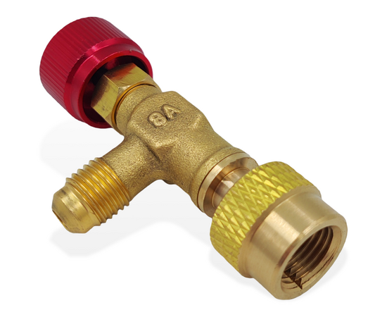 Вентиль с нажимом на ниппель HONGSEN HS-1221 гайка 5/16"(R410, R32), штуцер 1/4" SAE, до 20 bar, фото , изображение 4