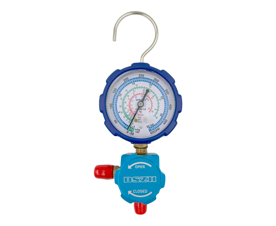 Манометрический коллектор DSZH WK-467GL (R22/32/134/410; 1 вентильный, с манометром, без шлангов), фото 