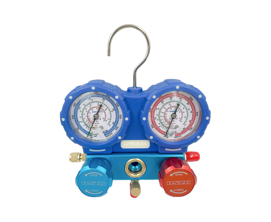 Манометрическая станция DSZH WK-P3603S (R22/32/134/410; 2-х вентильная; шланги 90см, упак. кейс), фото , изображение 2
