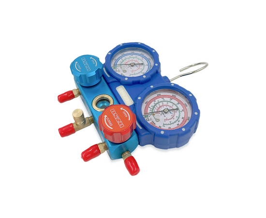 Манометрическая станция DSZH WK-P3603S (R22/32/134/410; 2-х вентильная; шланги 90см, упак. кейс), фото , изображение 4