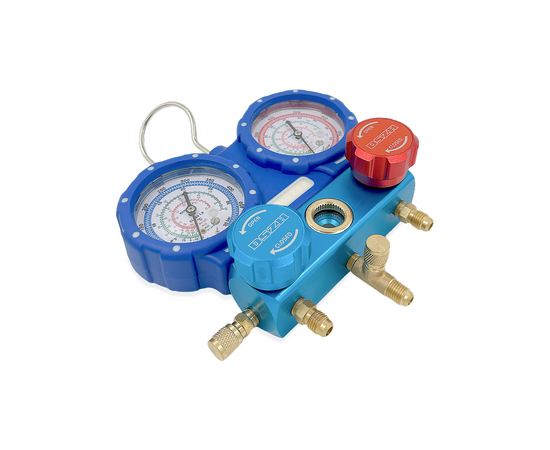 Манометрическая станция DSZH WK-P3603S (R22/32/134/410; 2-х вентильная; шланги 90см, упак. кейс), фото , изображение 5