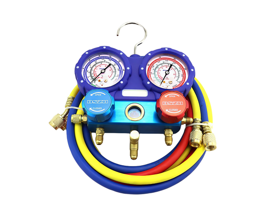Манометрическая станция DSZH WK-C6002S (R22/32/134/410; 2-х вентильная; шланги 150 см, + 2 адаптера AD89), фото , изображение 3