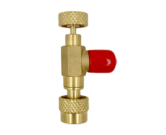 Вентиль с нажимом на ниппель Super Stars ST-VC2 гайка 5/16"(R410/R32), штуцер 1/4" SAE, фото 