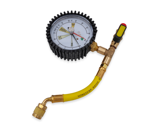 Манометрический коллектор под азот HONGSEN HS-NG (60 bar, 80 мм) с вентилем и шлангом 1/4"SAE, фото , изображение 4