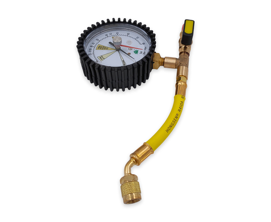 Манометрический коллектор под азот HONGSEN HS-NG (60 bar, 80 мм) с вентилем и шлангом 1/4"SAE, фото , изображение 7