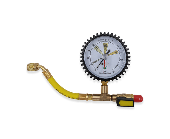 Манометрический коллектор под азот HONGSEN HS-NG (60 bar, 80 мм) с вентилем и шлангом 1/4"SAE, фото 