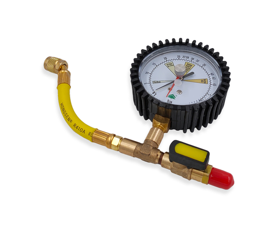 Манометрический коллектор под азот HONGSEN HS-NG (60 bar, 80 мм) с вентилем и шлангом 1/4"SAE, фото , изображение 3