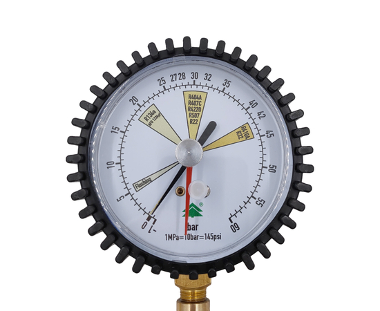 Манометрический коллектор под азот HONGSEN HS-NG (60 bar, 80 мм) с вентилем и шлангом 1/4"SAE, фото , изображение 2