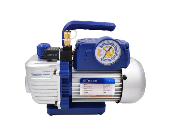 Вакуумный насос DSZH WK-125SV (1ст; 70 л/мин, 5.7 кг, вакуумметр, соленоидный вентиль), фото , изображение 2
