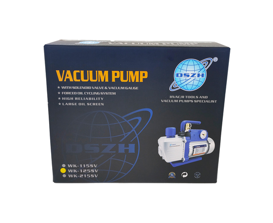 Вакуумный насос DSZH WK-125SV (1ст; 70 л/мин, 5.7 кг, вакуумметр, соленоидный вентиль), фото , изображение 8