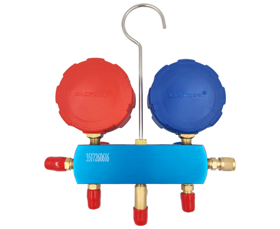 Манометрический коллектор DSZH CT-136G (R22/407/410, 2-х вентильный; манометры 68мм, алюминиевый корпус со смотровым стеклом), фото , изображение 6