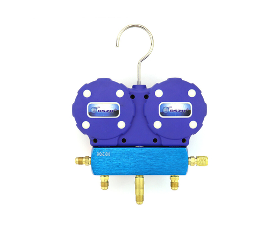 Манометрическая станция DSZH WK-P6002B (R22/ 32/ 134/ 410;  2-х вент; шланги 1.5м до 55 Bar-1/4"SAE, 2 адаптера AD89, манометры 80мм, кейс), фото , изображение 3