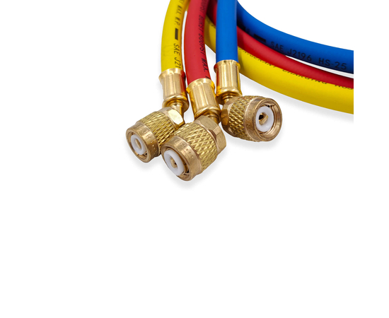 Манометрическая станция HONGSEN HS-536G-410 (R22/134/404/410, 2-х вентильная; шланги 0.9м-1/4х5/16"SAE до 55 Bar; латунный корпус со смотровым стеклом), фото , изображение 9