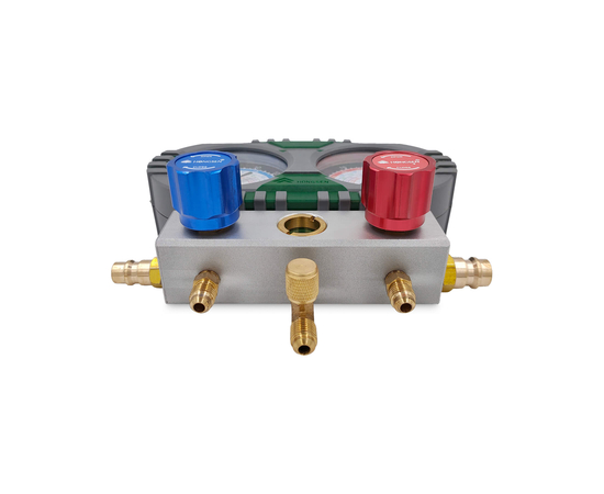 Манометрическая станция HONGSEN HS-S60-101-A (R22/134/404/407; 2-х вент; шланги 1.5м-1/4"SAE до 41 Bar; отвертка; манометры 80мм, кейс), фото , изображение 4