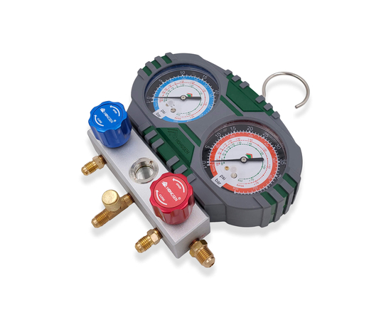 Манометрическая станция HONGSEN HS-S60-102-A (R32/410; 2-х вент; шланги 1.5м-1/4х5/16"SAE до 55 Bar; отвертка; манометры 80мм, кейс), фото , изображение 5