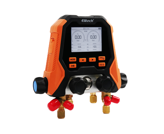 Цифровой манометрический 4х вентильный коллектор Elitech MS-870, фото , изображение 4