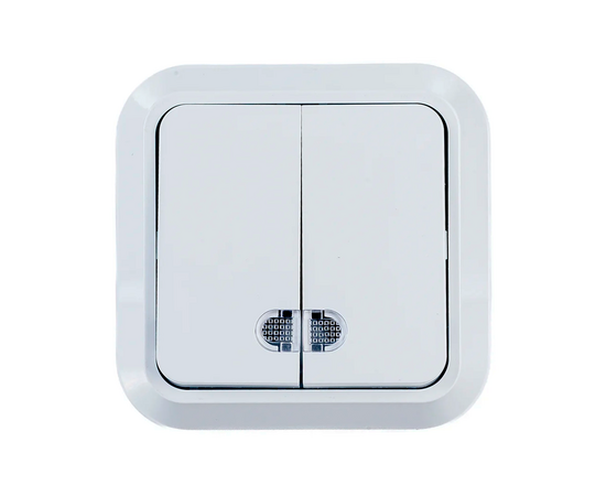 Makel SIVA USTU выключатель накладной 2 кл. с подсв. белый, фото , изображение 2