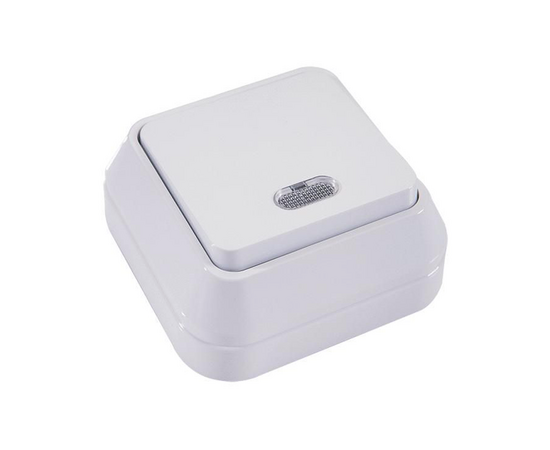 Makel SIVA USTU выключатель накладной 1 кл. с подсв. белый, фото , изображение 2