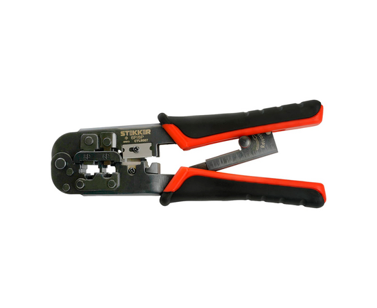 Клещи (кримпер) STEKKER KO-9E для обжима RJ-45 (8P8C), RJ-12 (6P6C), RJ-11 (6P4C и 6P2C), фото 