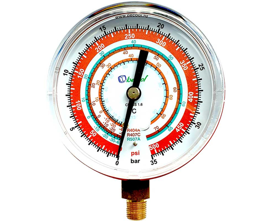 Манометр Becool BCJH-N 80мм (R134a; R404A; R407C; 507A) (021176), фото 