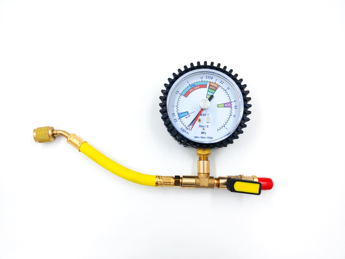 Манометрический коллектор под азот HONGSEN HS-NG (60 bar, 80 мм) с вентилем и шлангом 1/4"SAE