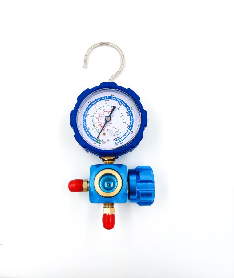 Манометрический коллектор DSZH WK-468GL со смотровым стеклом (R22/134/404/410; 1 вентильный, с мановакуумметром, без шлангов)