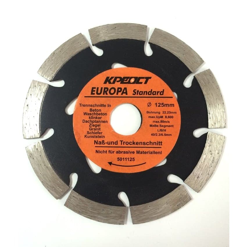 Диск алмазный отрезной 125х22,2мм, сегментный, сухое резание (5011125)