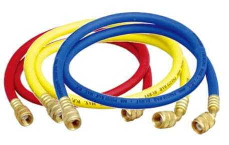 Заправочные шланги Value VRP-U-RYB (1.8 м; 1/4" SAE; набор для R12, 22, 134, 404, 407, 507), до 34 Bar