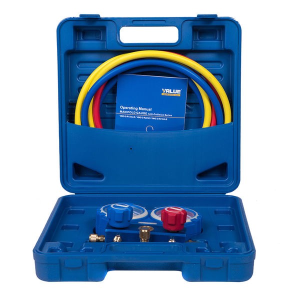 Манометрический коллектор Value VMG-2-R410A (2-х вентильный; 3 шланга 120 см; манометры 80 мм; упак. кейс)