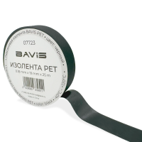 Набор 200 шт - Лавсановая изолента BAVIS PET 19мм х 25м черная 180мкм, 65N/cm