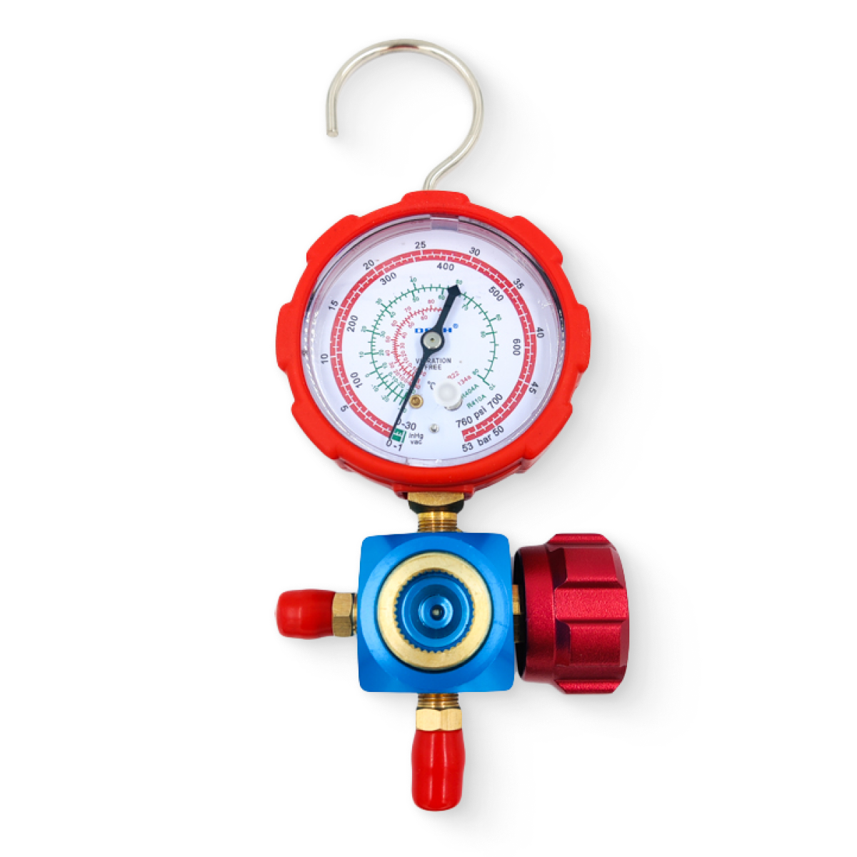 Манометрический коллектор DSZH WK-468GH со смотровым стеклом (R22/134/404/410; 1 вентильный, с манометром, без шлангов)