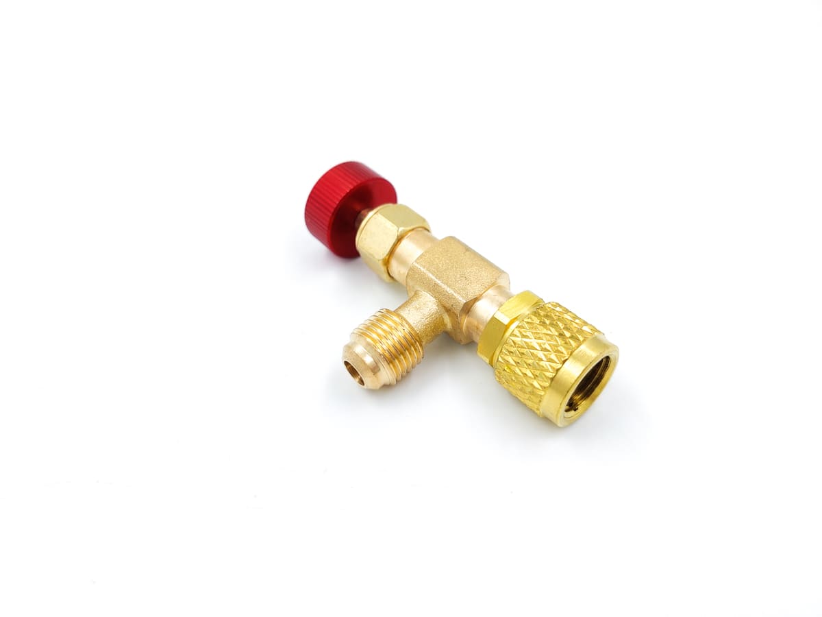 Вентиль с нажимом на ниппель FC-34B (HC-1223) SAE 5/16" / 5/16"(R410, R32), до 20 bar