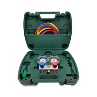 Манометрическая станция HONGSEN HS-S60-102-A (R32/410; 2-х вент; шланги 1.5м-1/4х5/16"SAE до 55 Bar; отвертка; манометры 80мм, кейс)