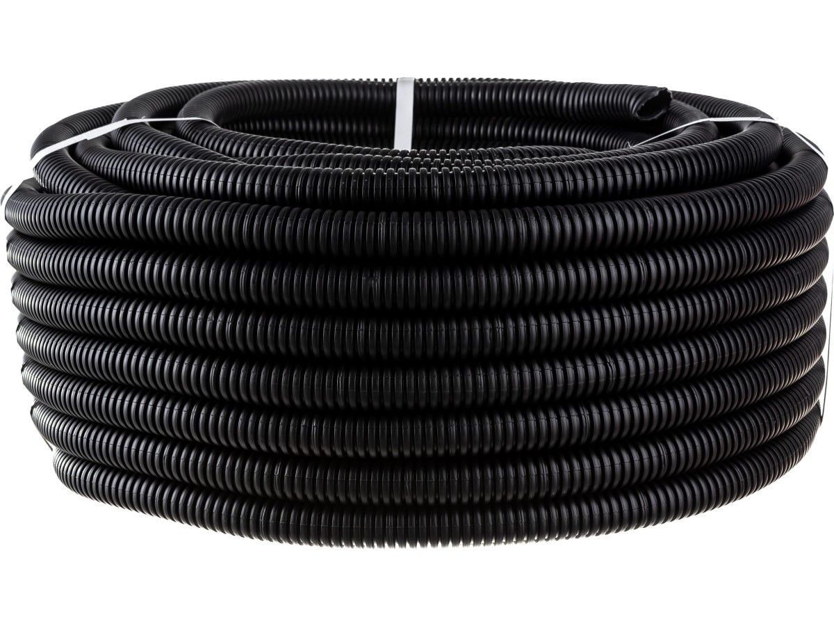 Гофра ПНД 25мм с зондом, черная, 50м/бухта