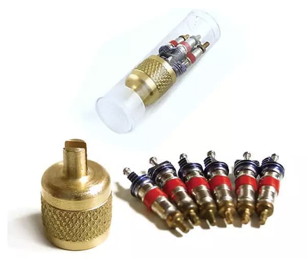 Золотники SAE 1/4"(6 шт.) и ключ для установки/снятия в наборе CPS AVS1V