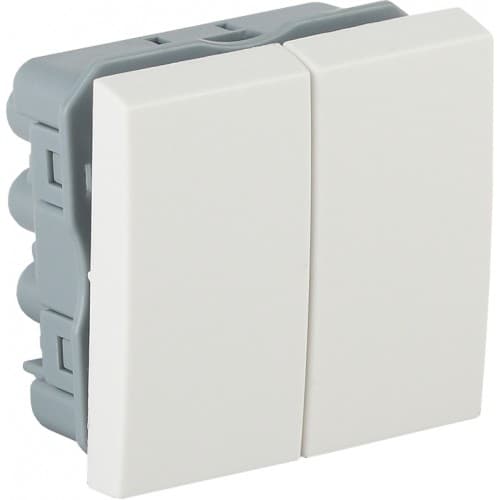 Выключатель модульный двухклавишный 45х45мм белый (АДЛ 13-905)