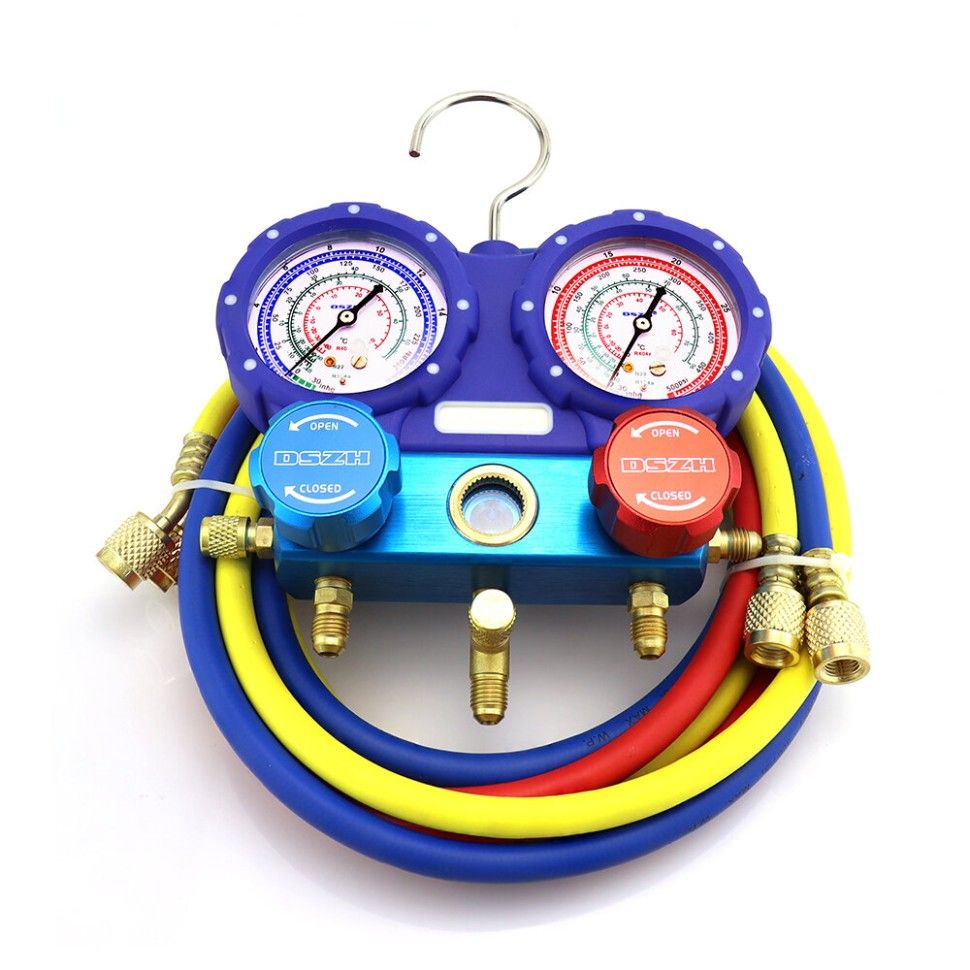 Манометрическая станция DSZH WK-C3601S (R22/404/407/410; 2-х вентильная; шланги 1/4" SAE - 90см)