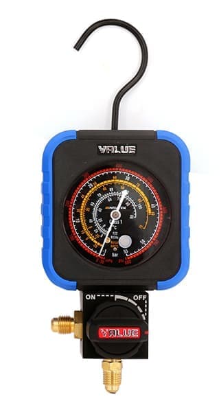 Манометрический коллектор Value VRM1-B-0403 (R22, R134A, R407C; R410A, 1 вентильный с манометром высокого давления; без шлангов)