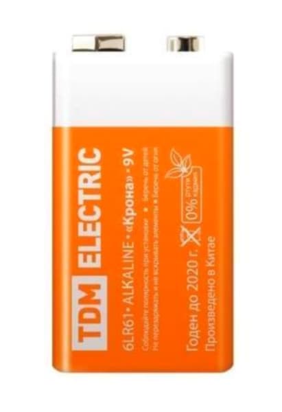 Батарейка 9V, тип "Крона" (6LR61, BP-1) TDM Alkaline
