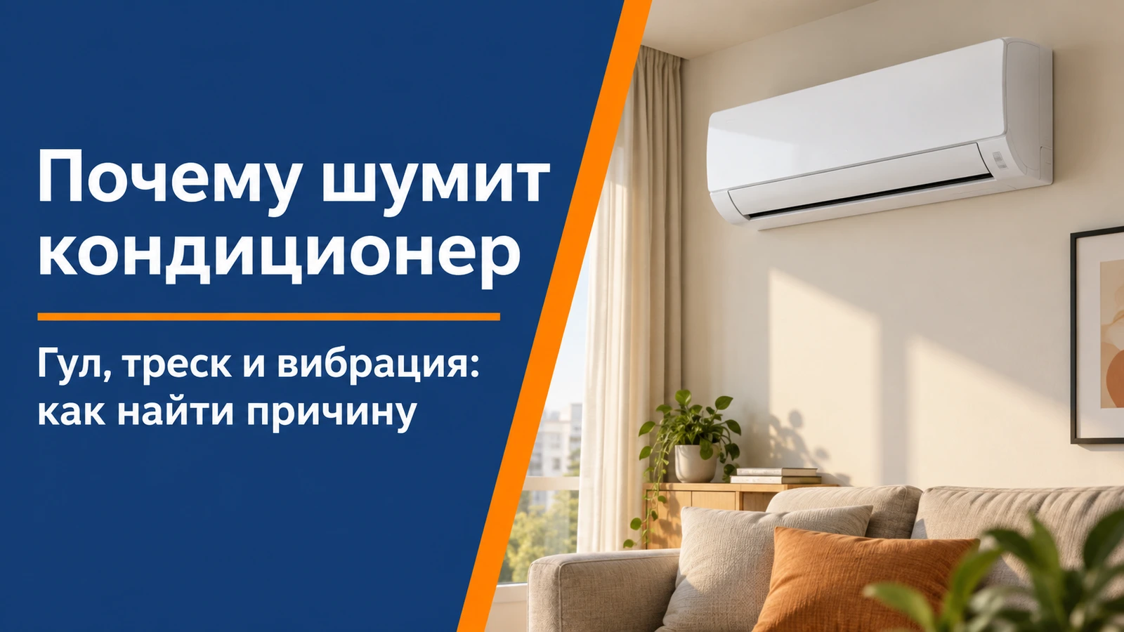 Почему кондиционер шумит, гудит и вибрирует: как определить причину по звуку Внутренний блок кондиционера в жилой комнате