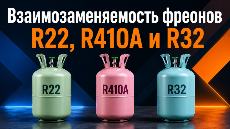 Взаимозаменяемость фреонов R22, R410A и R32
