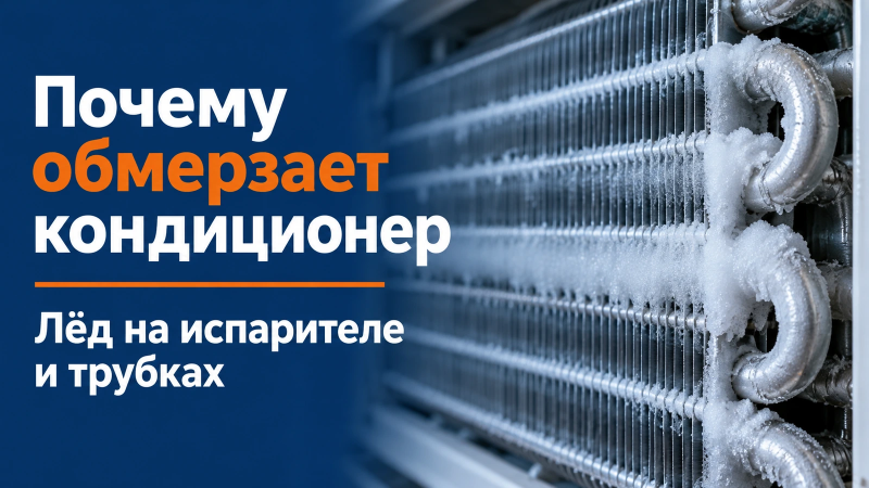 Почему обмерзает кондиционер: Лёд на испарителе и трубках
