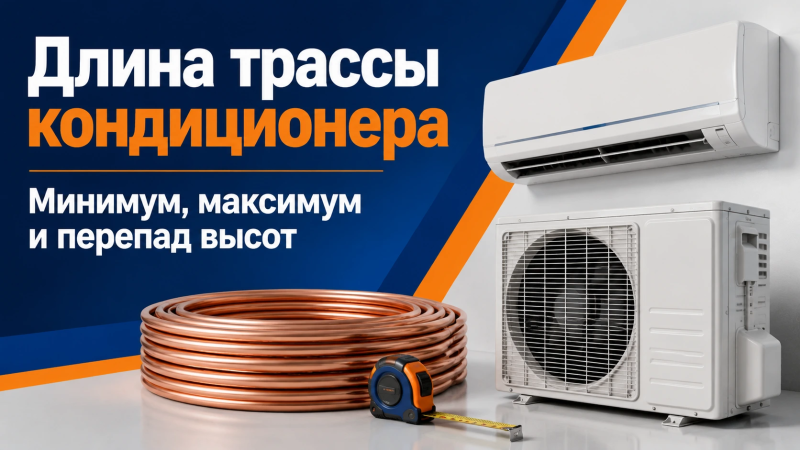 Длина трассы кондиционера: минимальный и максимальный метраж, перепад высот
