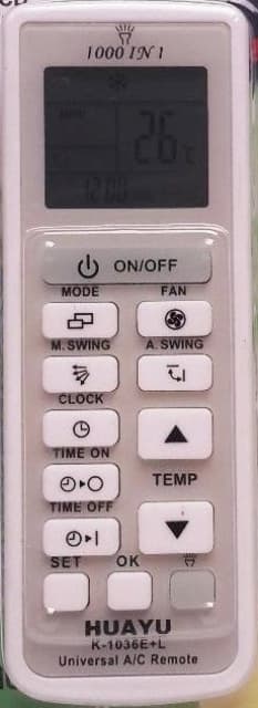 HUAYU K-1036E+L (universal 1000 in1) ПДУ для кондиционеров