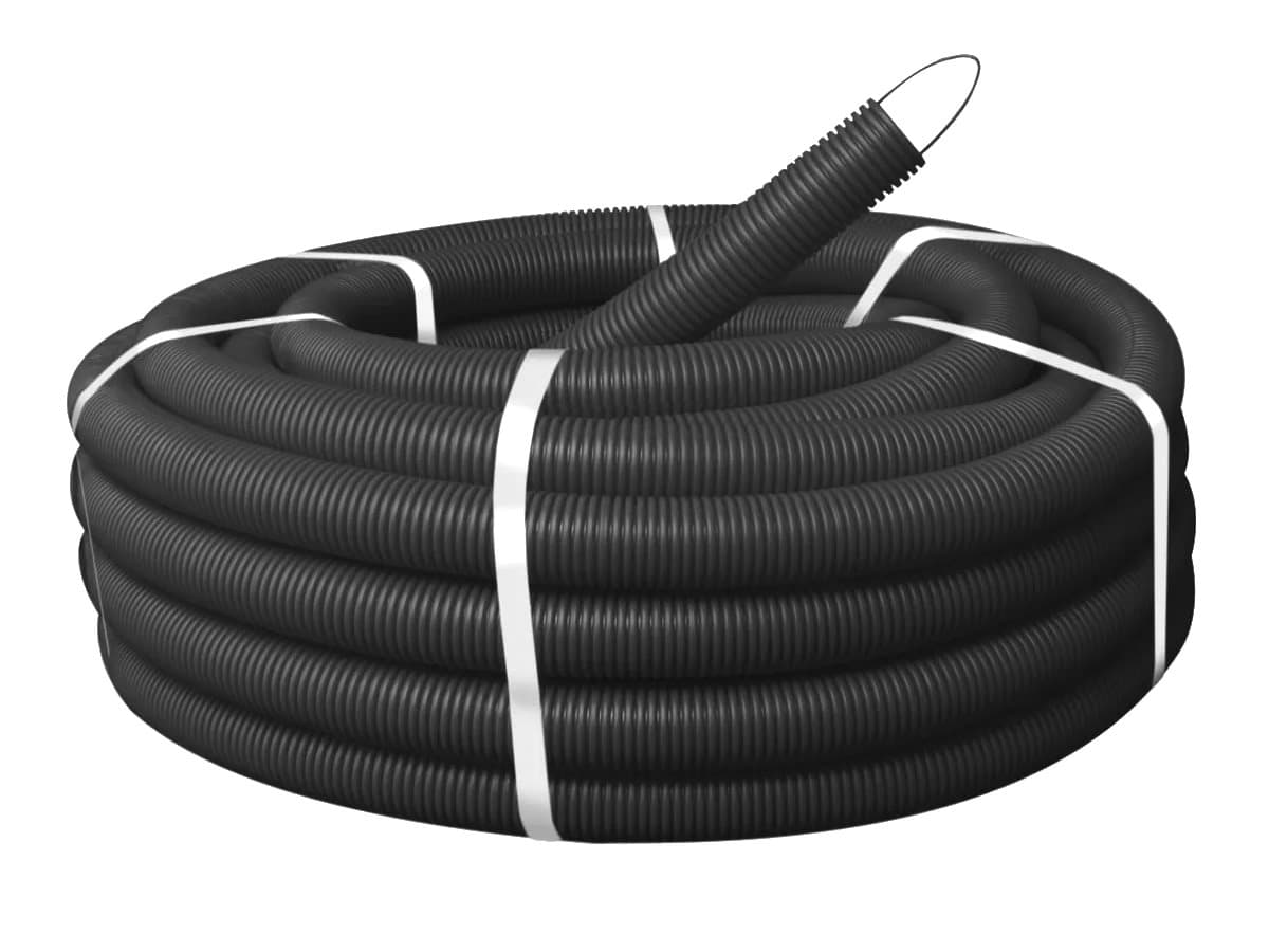 Гофра ПНД 16мм с зондом, черная, 100м/бухта