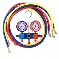 Манометрический коллектор DSZH CT-136G (R22/134/404/407/410, 2-х вентильный; манометры 68мм, алюминиевый корпус со смотровым стеклом, шланги 1/4" SAE в комплекте)