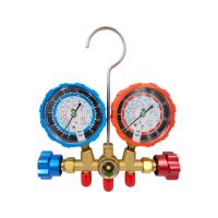 Манометрическая станция HONGSEN HS-536C (R22/134/404/407), 2-х вентильная; шланги 0.9м-1/4"SAE до 41 Bar; манометры 68мм, латунный корпус со смотровым стеклом)