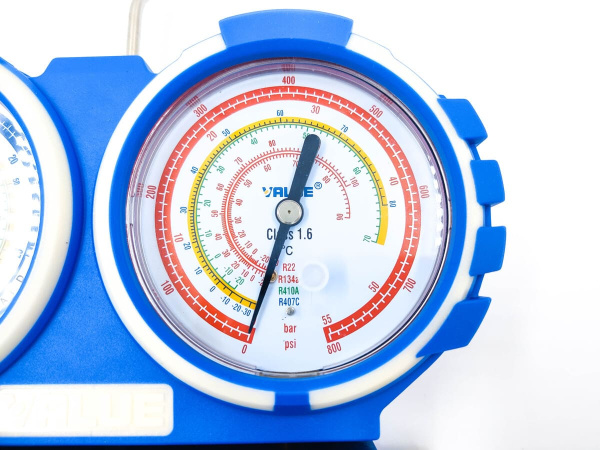 Манометрический коллектор Value VMG-2-R410A-B-03 (R22, R134a, R410a, R407C; 2-х вентильный; без шлангов; манометры 68 мм; упак. блистер)
