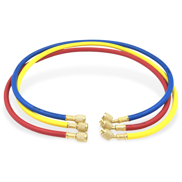 Заправочные шланги Value VRP-U-RYB (1.2 м; 1/4" SAE; набор для R12, 22, 134, 404, 407, 507), до 34 Bar