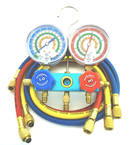 Манометрический коллектор CH-A2P (R22, R407, R410  2 вентильный, 80мм, шланги в комплекте)